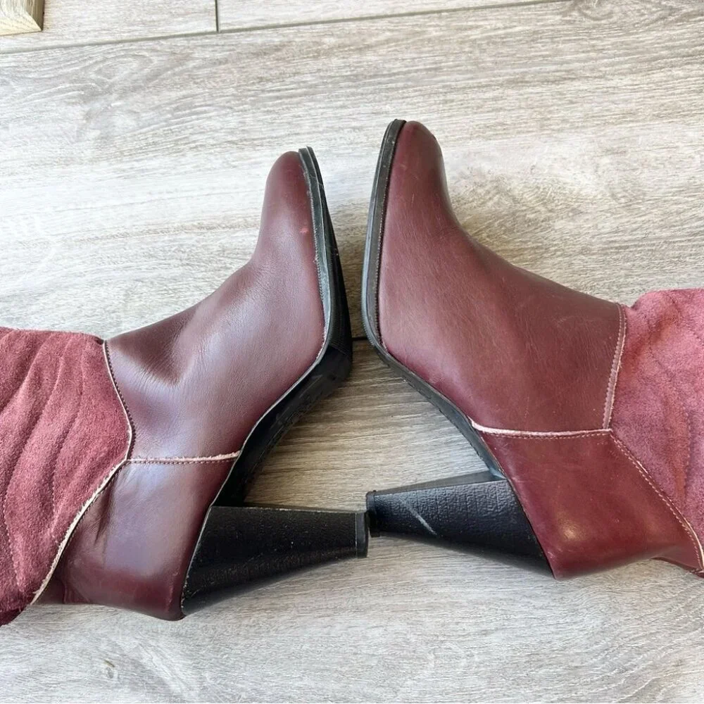 Vintage Alaskan Fleece Lining Suede Smooth Leather Heeled Boots Made in Canada - Picture 8 of 14